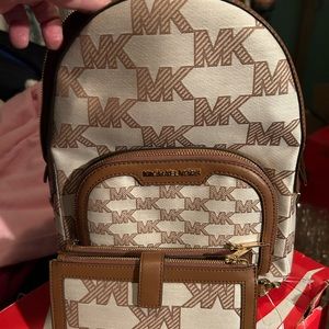 MK back pack purse and matching wallet